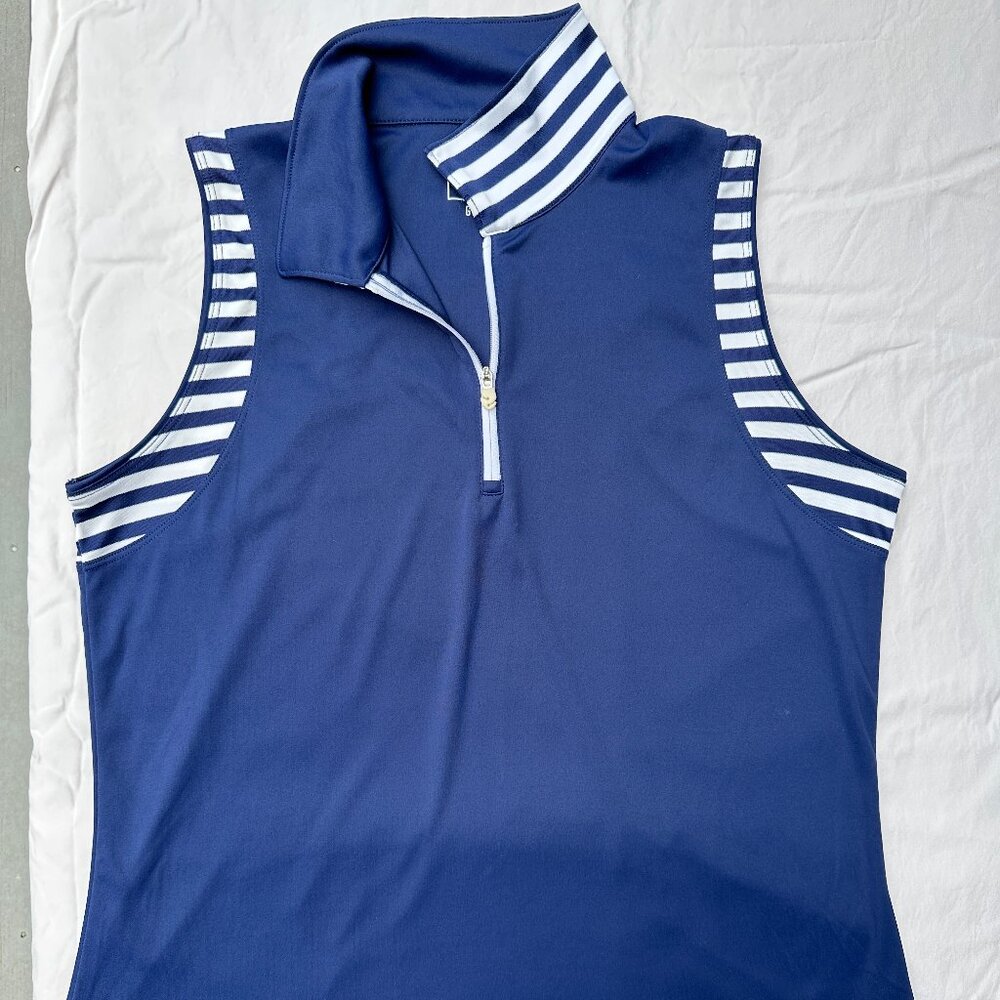 Slazenger / Sleeveless Quarter Zip w Polo Collar / Navy & White / Large